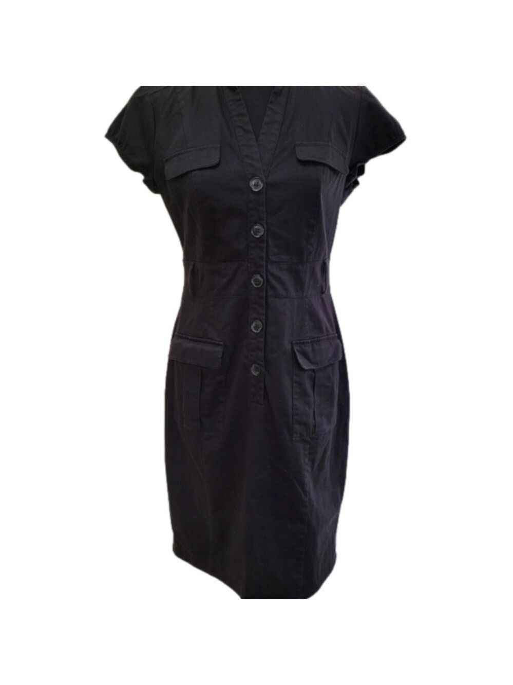 Button Front Cap Short Sleeve H&M Coat Dress Size 8